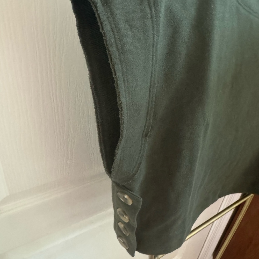 Anthropologie Forest Green Knit Top with button detail on sides - Picture 2 of 7
